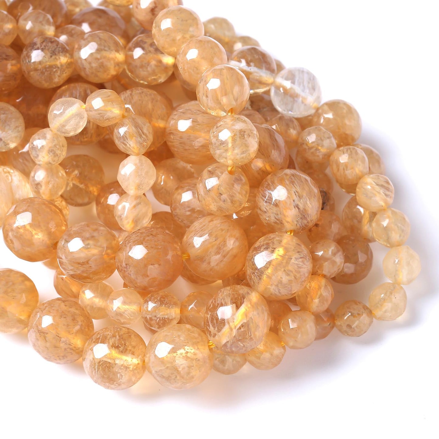 45pcs 8mm Natural Faceted Tea Watermenlon Jade Stone Beads for Jewelry Making Energy Healing Beads DIY Bracelet Necklace Accessories 15" (8mm, Faceted Tea Yellow Jade)
