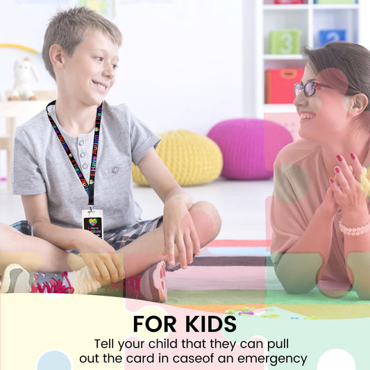 2 Set Autism Alert Card, ADHD Awareness Autistic Emergency Contact Card with Autism Lanyards Waterproof Card Holder Pocket Insert PVC