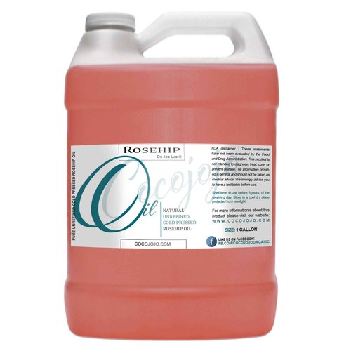 Dr Joe Lab Rosehip Oil - Bulk 128 oz 1 Gallon - Pure Unrefined Cold Pressed Natural Vegan Non GMO Virgin Seed Carrier Oil - Hair Skin Face Body Nails Cuticle Under Eye Mature Sensitive