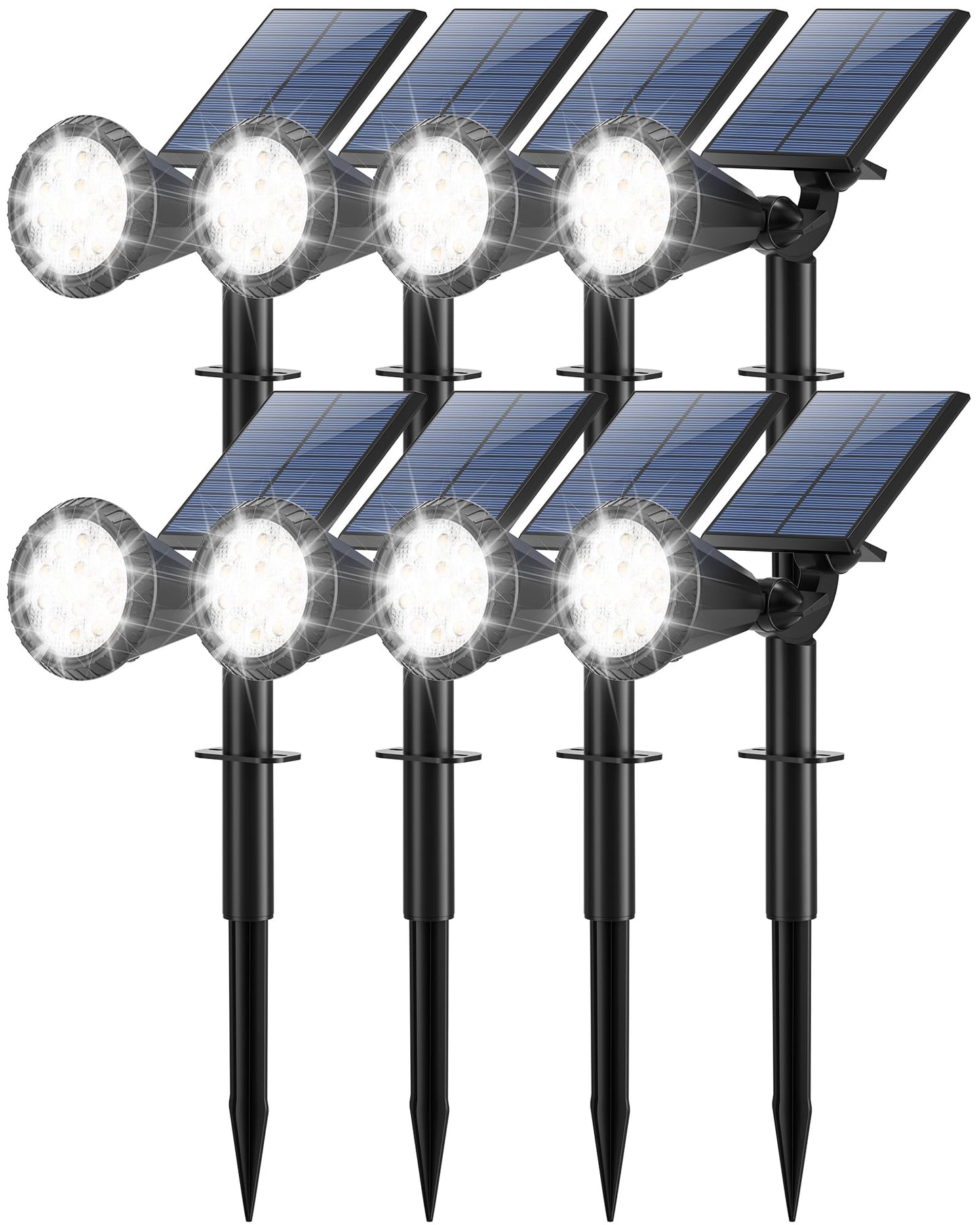 Tadyreal Solar Lights Outdoor Waterproof IP65 180° Adjustable Solar Powered Landscape Spot Lights for Yard 4 Lighting Modes Spotlights for Pathway Garden Outside Wall Pool Porch (8 Pack, Cool White)