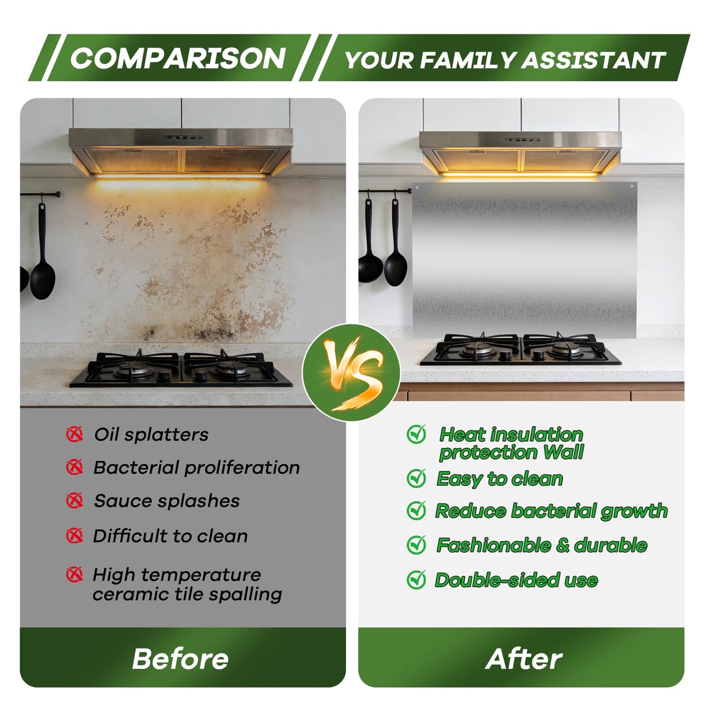 24" x 36" Stainless Steel Backsplash Panel - Ultra-Thin Oversized Splatter Guard for Kitchen Wall Behind Stove & Range Hood | Easy Installation with Pre-Drilled Holes & Hardware Included
