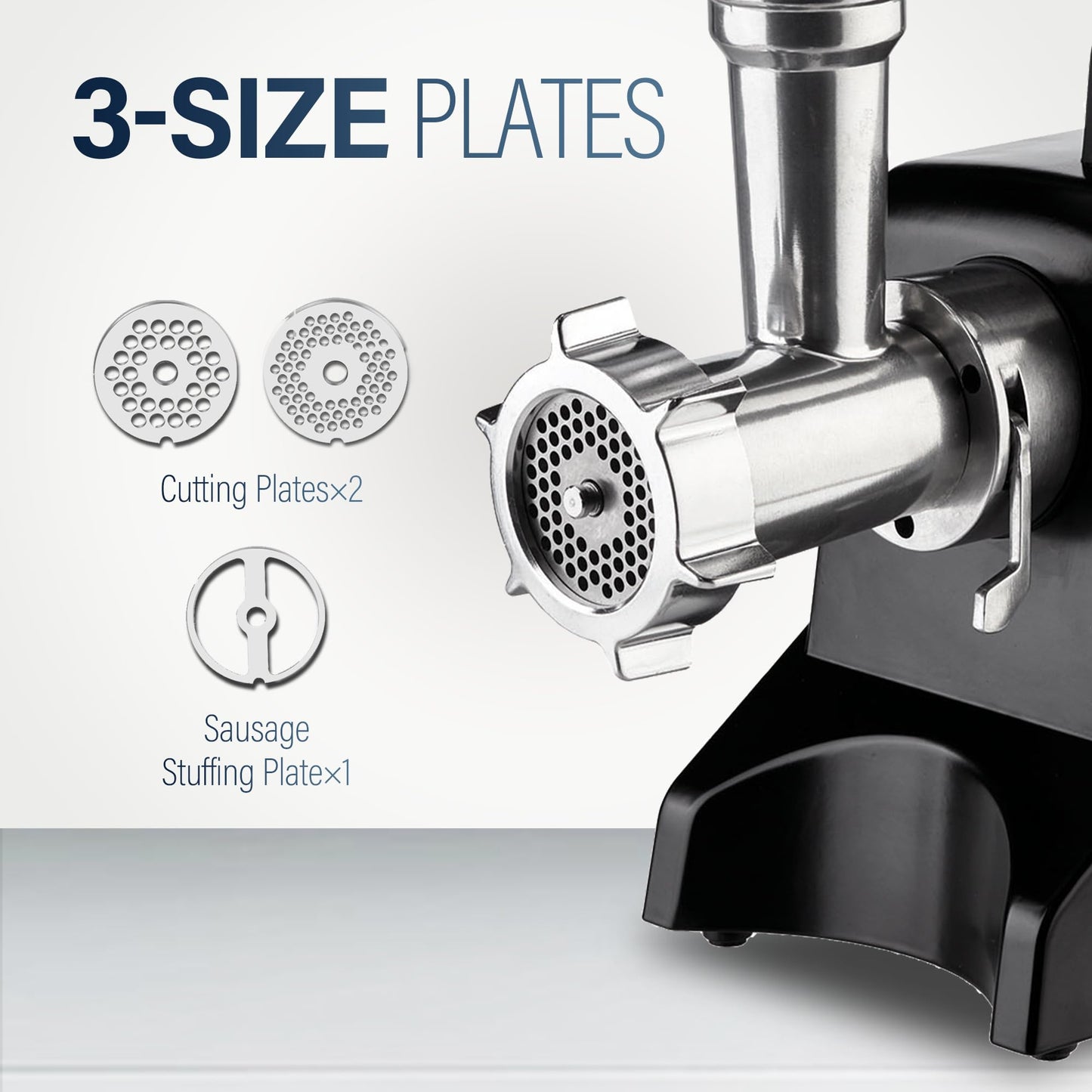 Valley Sportsman Electric Meat Grinder - Meat Grinder Machine with Stainless Steel Blades and 3 Grinding Plates, Heavy Duty Meat Mincer, Sausage Stuffer Maker for Home Use, Black