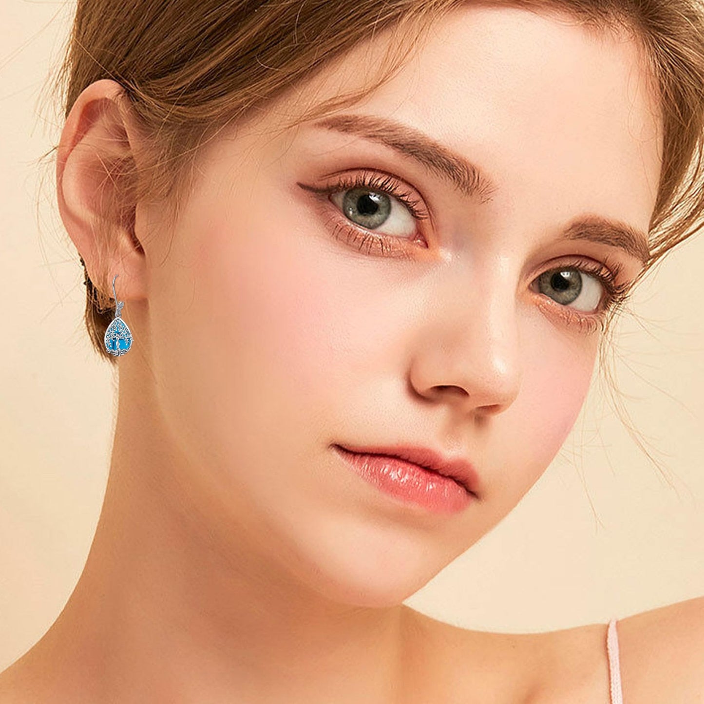 ONEFINITY Turquoise Tree of Life Earrings Sterling Silver Turquoise Tree of Life Dangle Drop Earrings Teardrop Turquoise Jewelry for Women