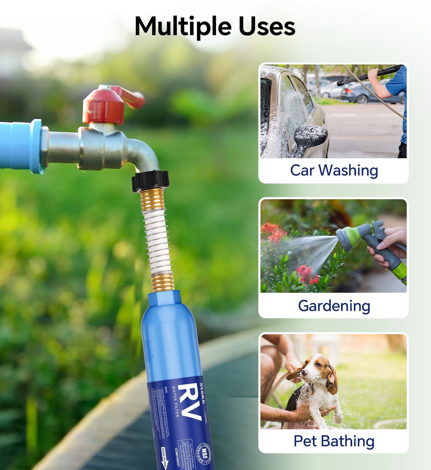 Stokk RV Water Filter, NSF Certified, RV Inline Water Hose Filter, Garden and Camper Water Filter, Greatly Reduces Bad Taste, Chlorine, Odor, Rust and Sediment, 4 Pack