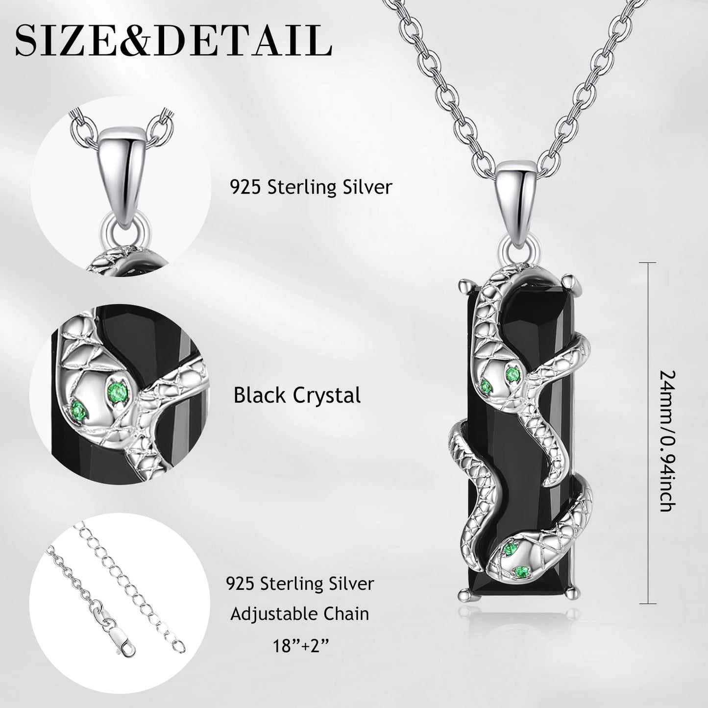AENEAS Double Snake Necklace for Women 925 Sterling Silver Crystal Snake Pendant Cool Jewellry for Women Men