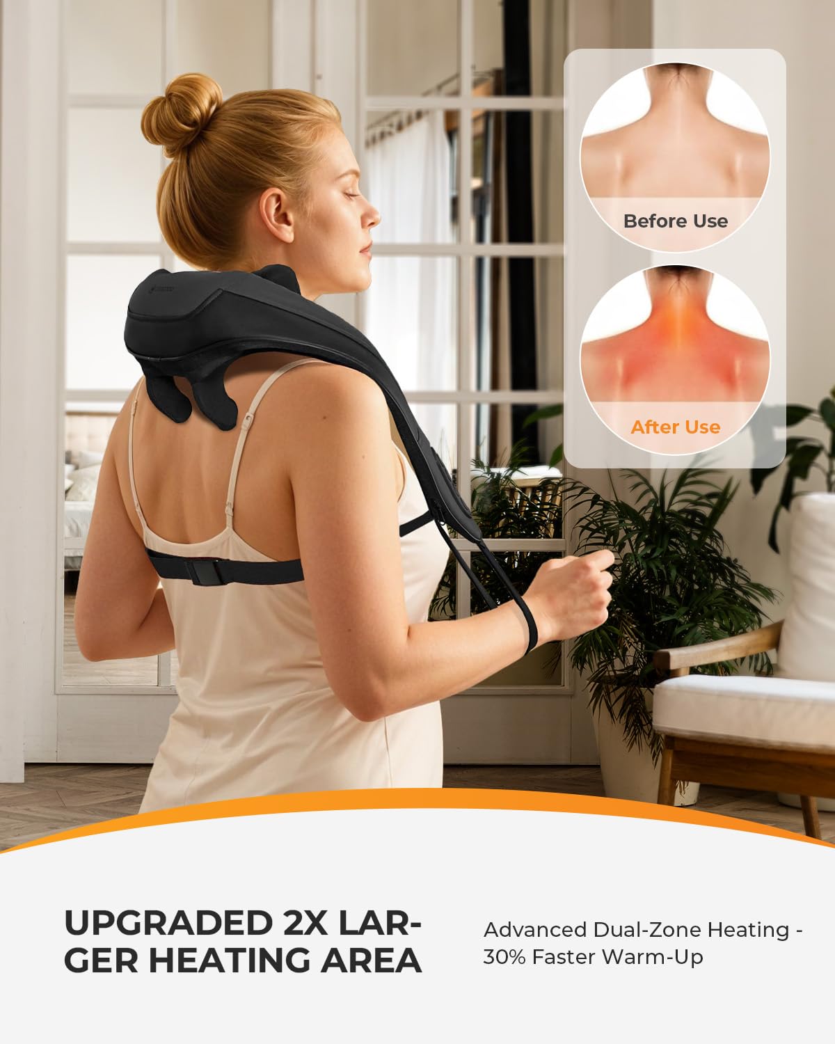 CooCoCo Shiatsu Neck and Back Massager,HSA Eligible,Cordless Neck Shoulder Massager for Pain Relief Deep Tissue,6D Kneading Massager with Dual-Zone Heat and Larger Size, Birthday Gifts for Dad Mom
