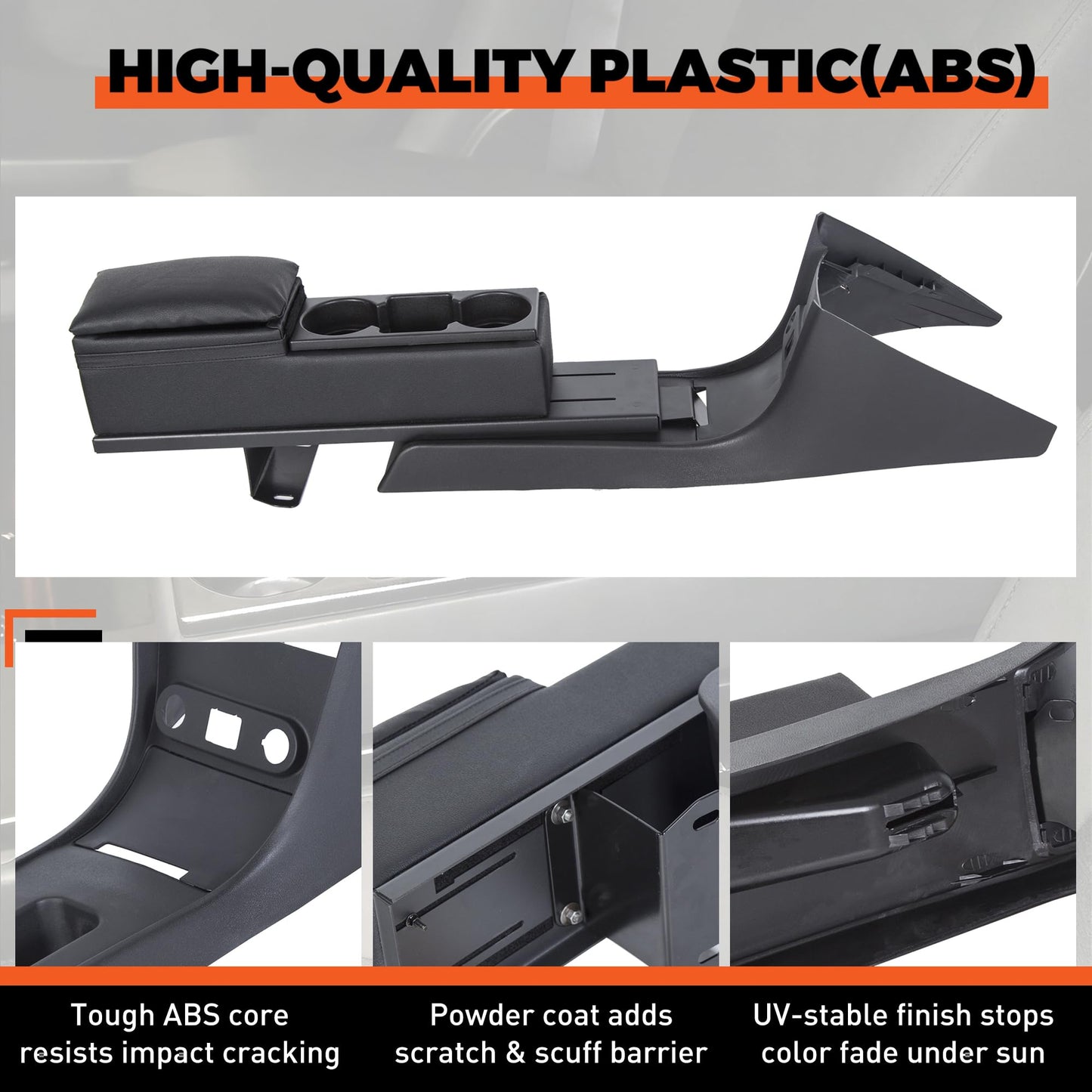 ECOTRIC Center Mini Cup Holder Armrest Console Compatible with 2006-2020 Dodge Charger Police Black Upholstered Middle Cover Storage Box pad Lid Kit Replacement Organizer