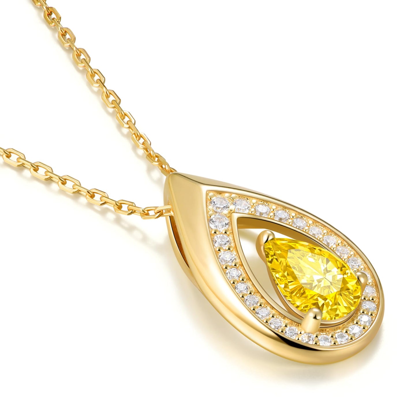 Kstyle 14k Gold Citrine November Birthstone Pendant Necklaces for Women Valentine's Day Birthday Gift Anniversary Jewelry for Wife Daughter Grandma Mom Sister Non Tarnish