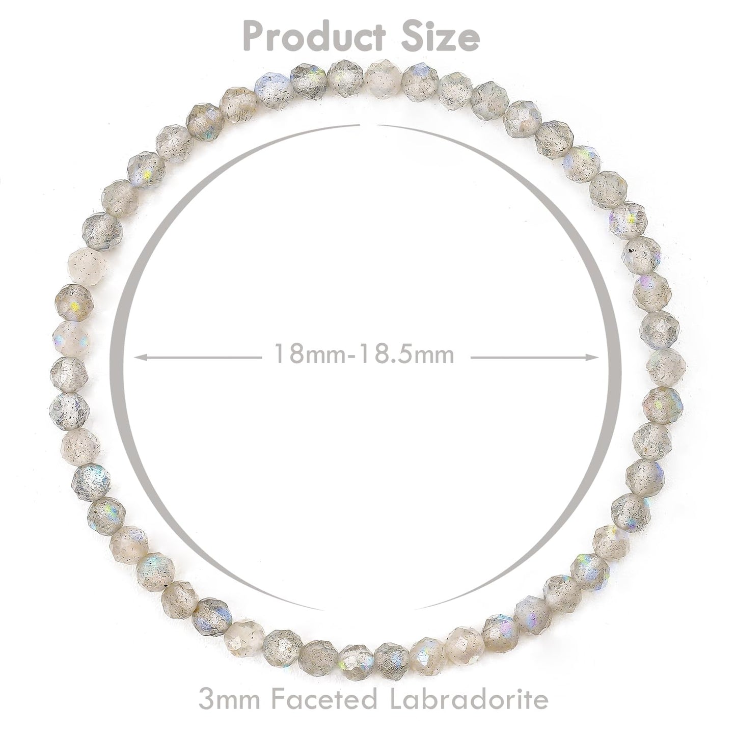 BONNY BOXX Natural Genuine Gemstone Faceted Round Beads Bracelets, 3mm Adjustable Stretchy Tiny Faceted Labradorite Bracelet, Healing Crystal Reiki Chakra Dainty Jewelry Fashion Gifts