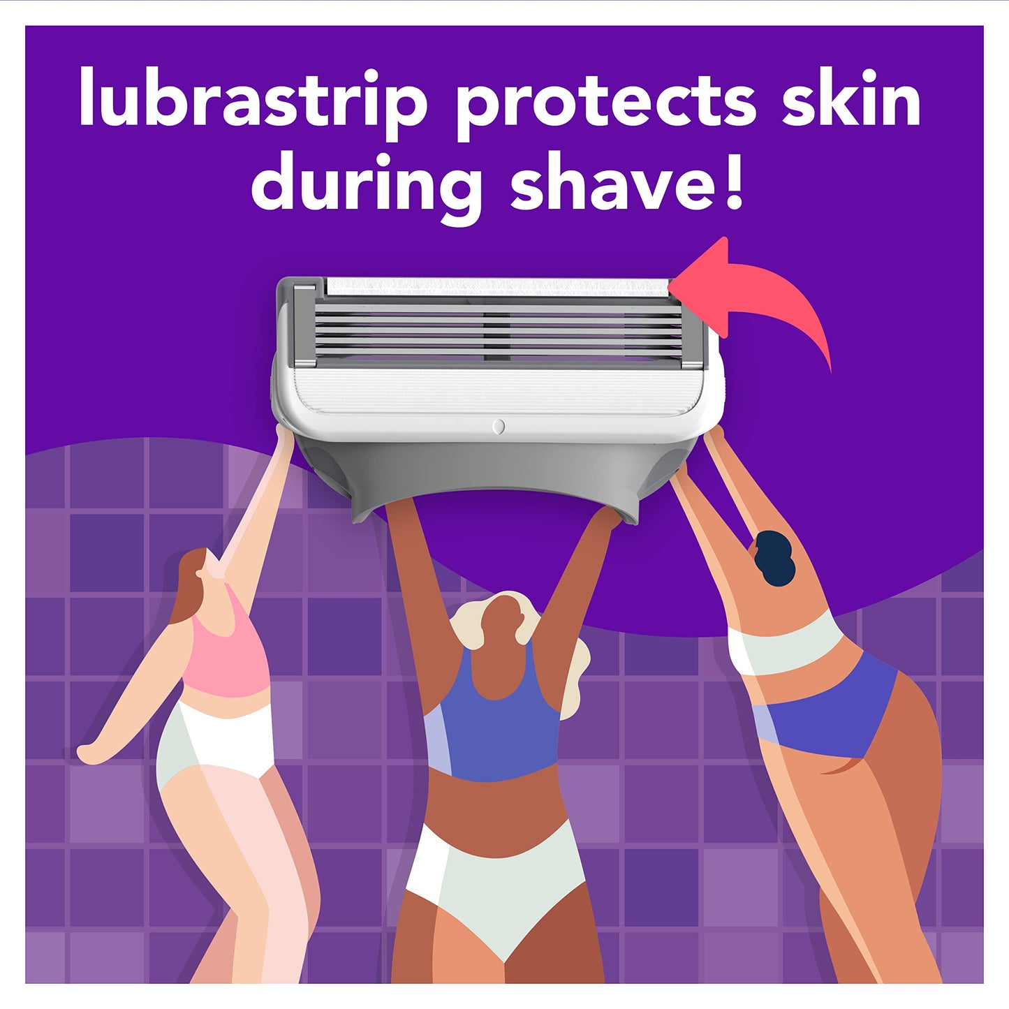 joy Womens Razor Blade Refills, 8 Count, Purple, Lubrastrip to Help Avoid Skin Irritation