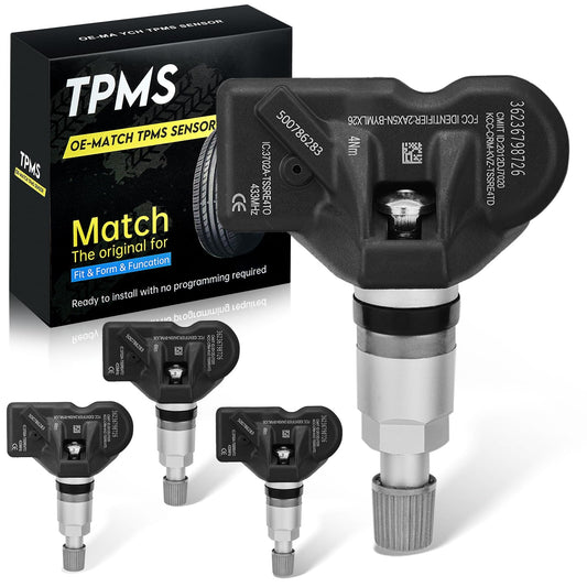 SYKRSS TPMS Sensor 36236798726 for GM 433MHz Tire Pressure Monitoring Sensor Compatible with BMW, Compatible with Audi, Compatible with Martin Compatible with Bentley Replaces 7PP907275F (4 Pack)