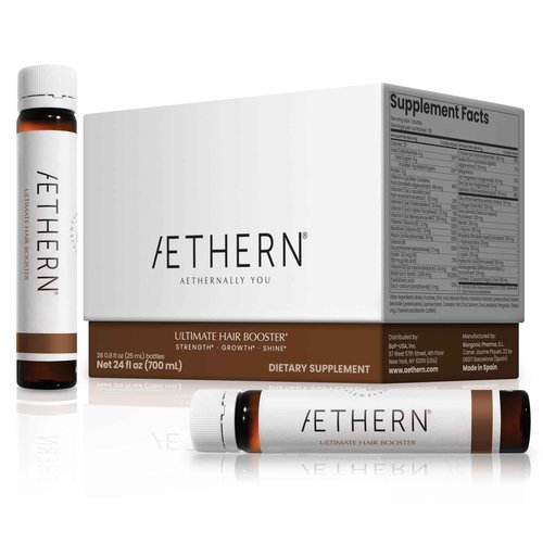 AETHERN Liquid Hair Growth Supplement with Biotin. Ready-to-Drink. Clinically Proven for Stronger and Shinier Hair, Less Shedding, + Scalp Coverage. Anti-Hair Loss. 28 Servings Ultimate Hair Booster