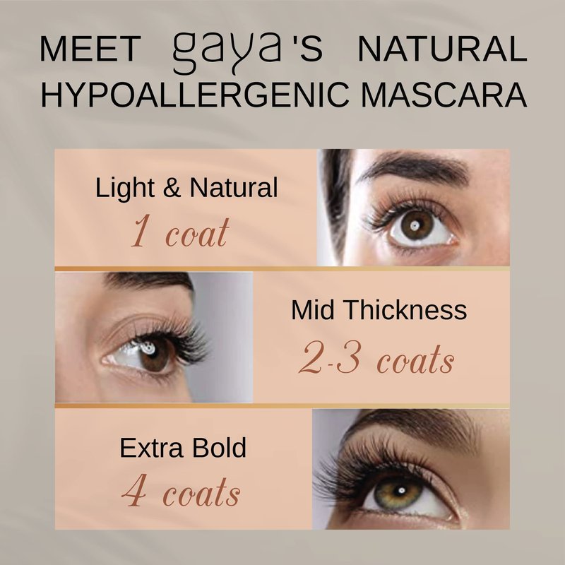 Vegan Black & Blue Mascara Bundle for Sensitive Eyes, Natural Hypoallergenic mascara, Lengthening and Volumizing for Natural Looking, Cruelty Free, Ophthalmologist Tested- By Gaya cosmetics