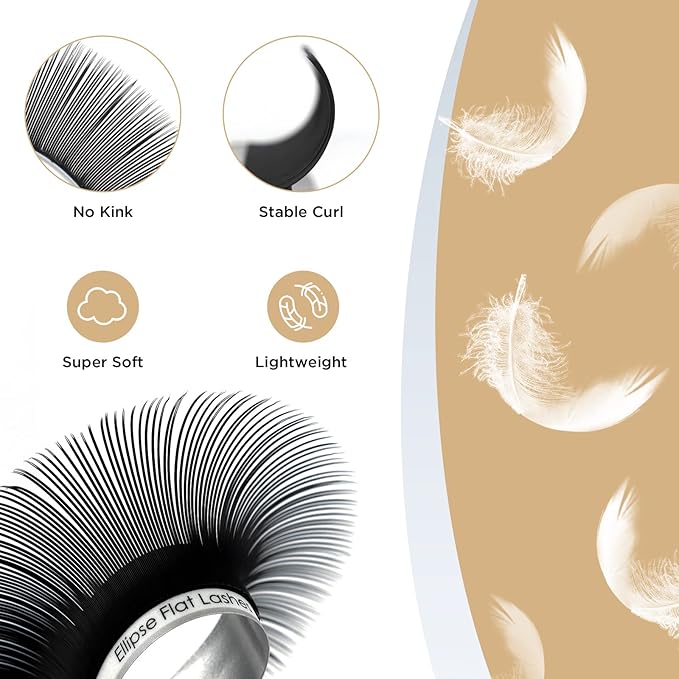 LASHVIEW Eyelash Extension - Ellipse Flat Eyelash Extensions, Individual Lashes, 0.15mm C Curl 11mm, Semi-Permanent, Extremely Light & Soft, Professional Salon Use