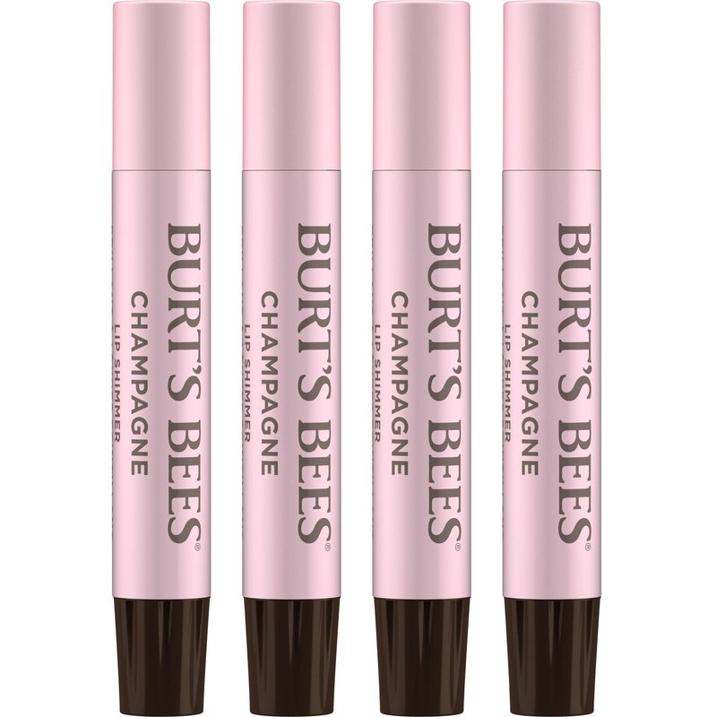 Burt's Bees Shimmer Lip Tint Set, Mothers Day Gifts, Tinted Lip Balm Stick, Moisturizing for All Day Hydration with Natural Origin Glowy Pigmented Finish & Buildable Color, Champagne (4-Pack)