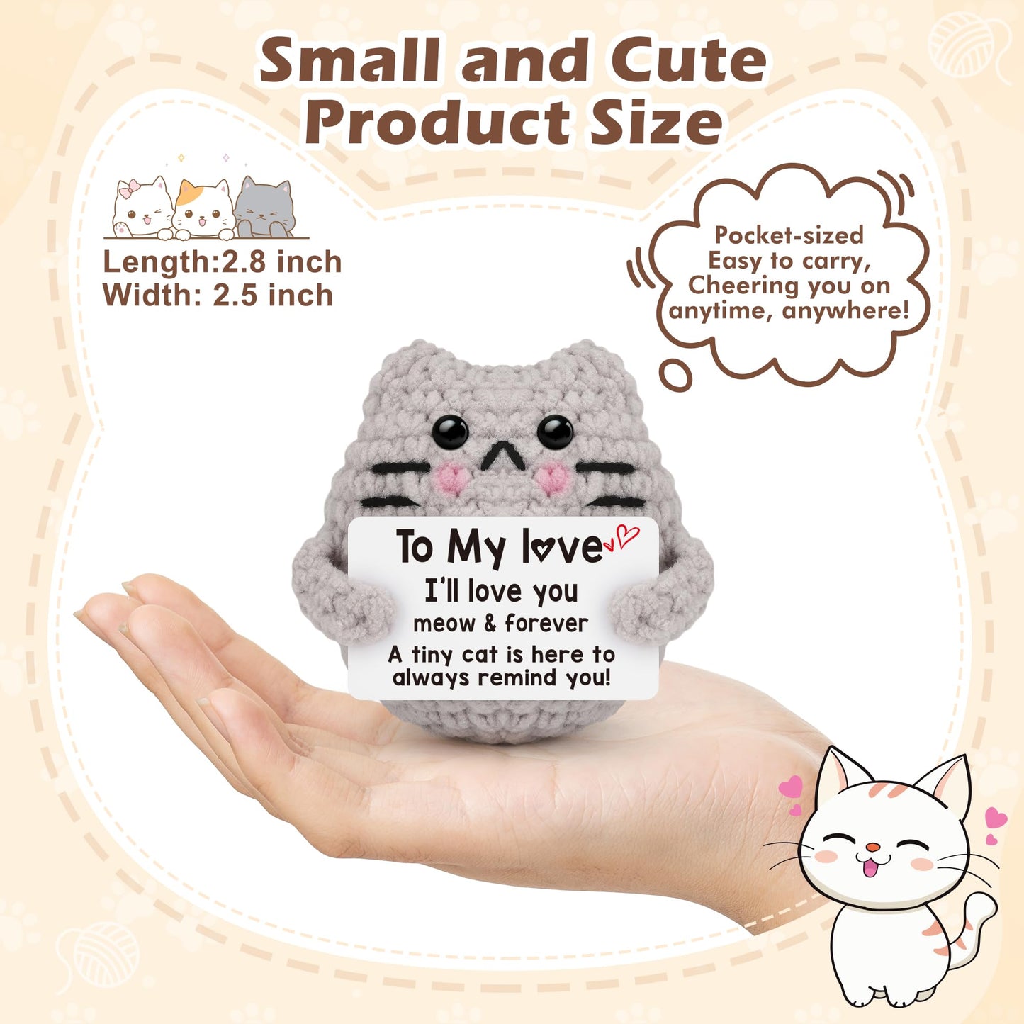 tGifGLonyi Anniversary Birthday Gifts for Women Men Gifts for Him Her Boyfriend Girlfriend Handmade Crochet Cat I Love You Valentines Day Gift for Couples Wife Husband