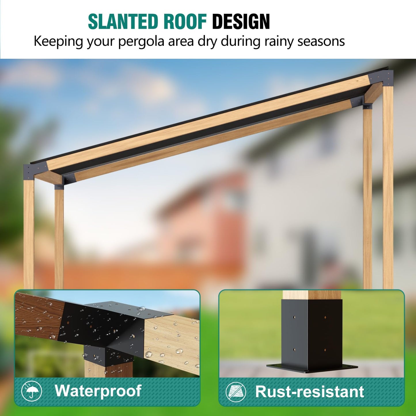 Kinchoix Pergola Brackets, 75° Pergola Brackets 15° Corner Bracket with Post Base Gazebo Kit for 4x4'' (Actual 3.5x3.5 in) Wooden Beams Lumber Gazebos Patio Sheds