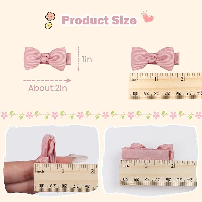 CÉLLOT Baby Hair Clips 40PCS Fully Lined Tiny 2" Hair Bows Alligator Clips for Infants and Toddlers in Pairs