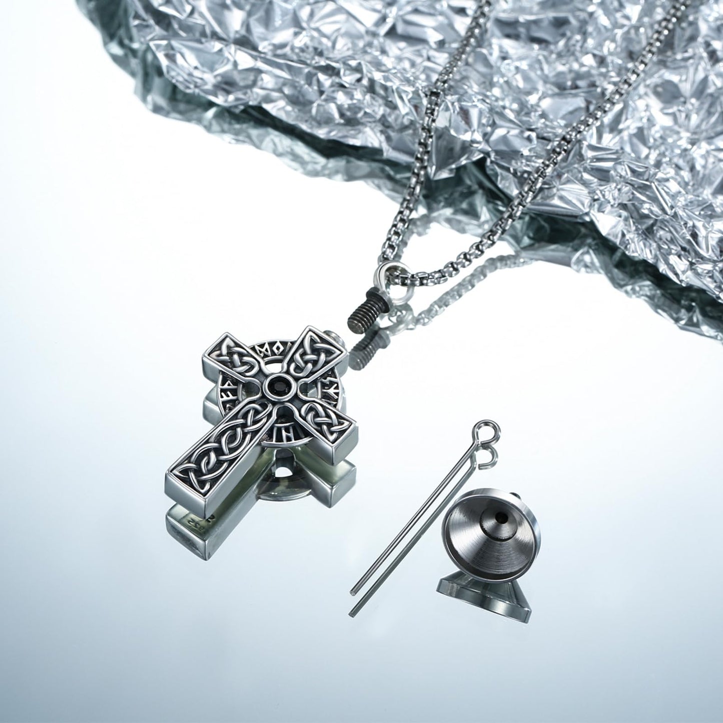 YEESIA Cross Urn Necklace for Men Women 925 Sterling Silver Crucifix Pendant Necklace Cross Urn Jewelry for Men Women