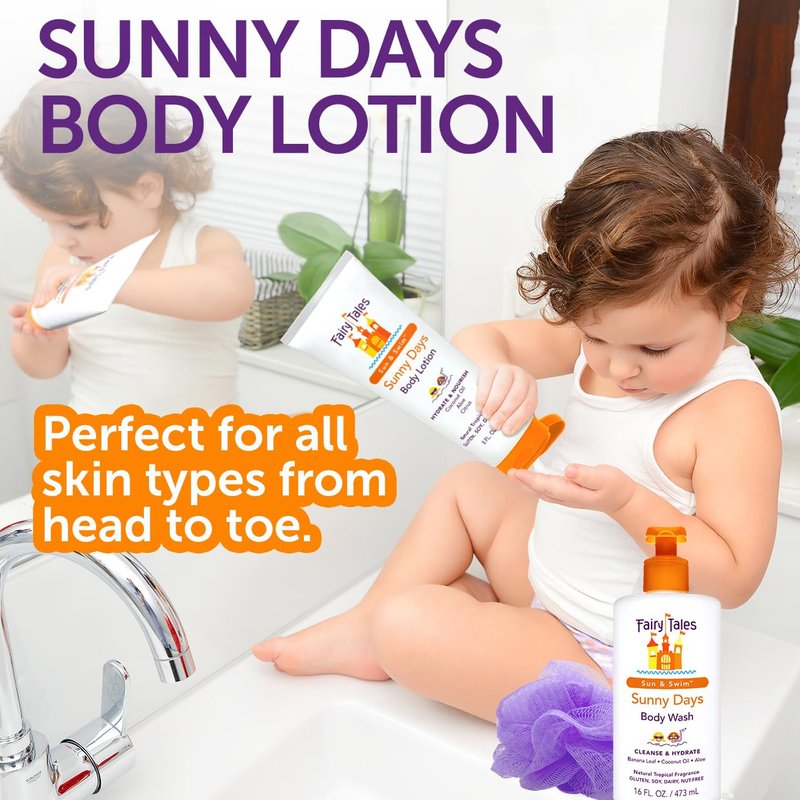 Fairy Tales Sun & Swim After Sun Lotion for Kids - Soothing After-Sun Care with Aloe & Coconut Oil - Hydrates & Nourishes Sun-Drenched Skin - 8 oz