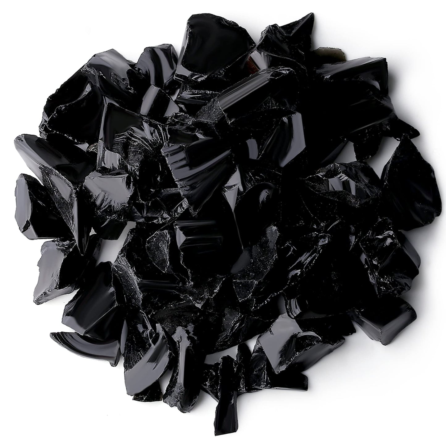 QINJIEJIE Black Obsidian Crystals Stone Raw Healing Crystal Bulk Gemstones Large 1" Rocks for Tumbling Cabbing Fountain Decoration Polishing Wire Wrapping Wicca Reiki Rough Stones