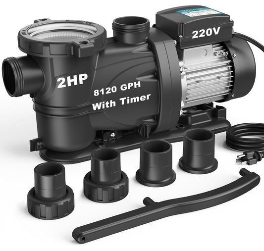 VIDAPOOL In/Above Ground Pool Pump Self Primming High Flow,Dark Grey