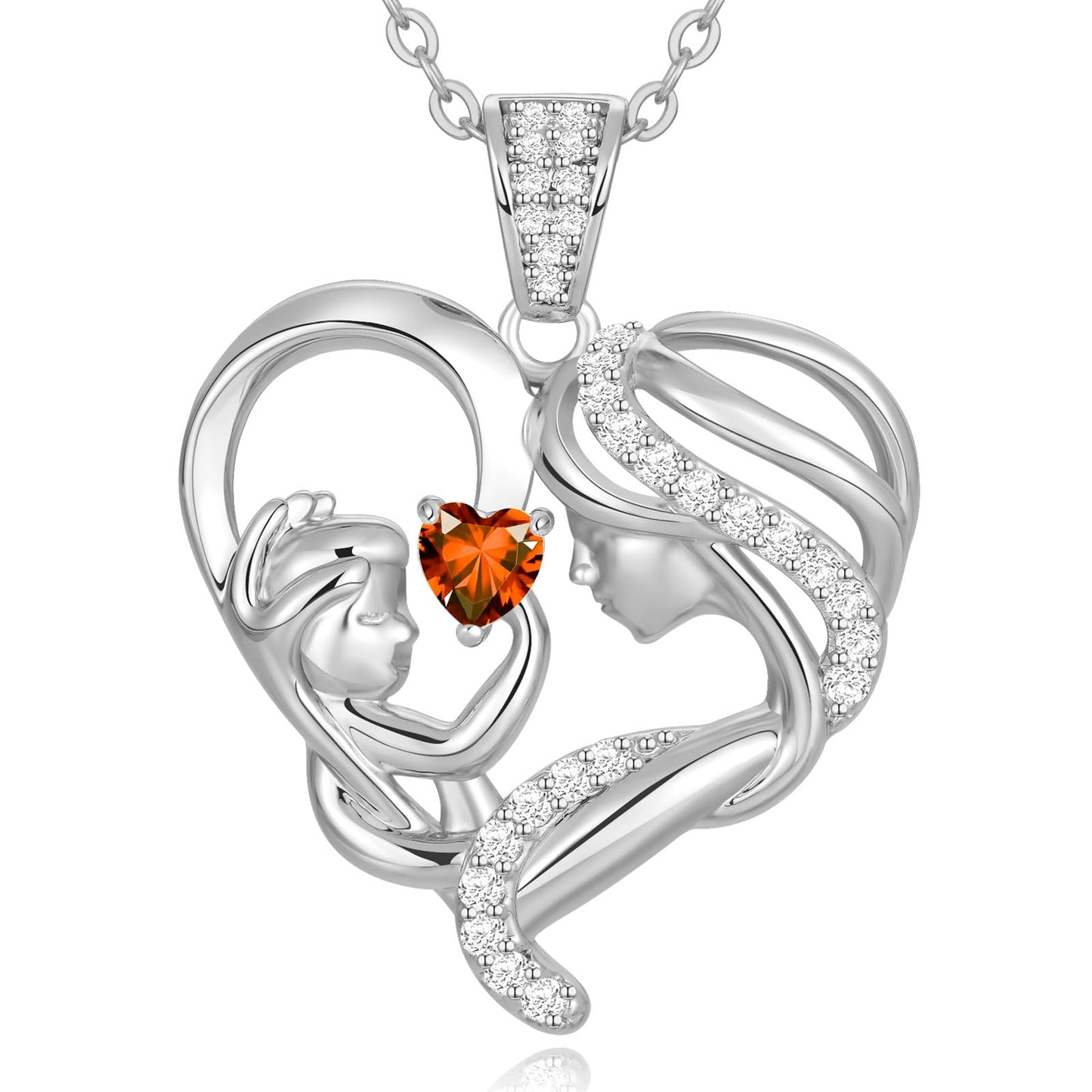 Zifeel Mothers Day Gifts for Mom Wife Her Grandma, S925 Sterling Silver Birthstone Necklaces Jewelry for Women, Mother's Day Love Heart Pendant Necklace for Anniversary Birthday Christmas Day