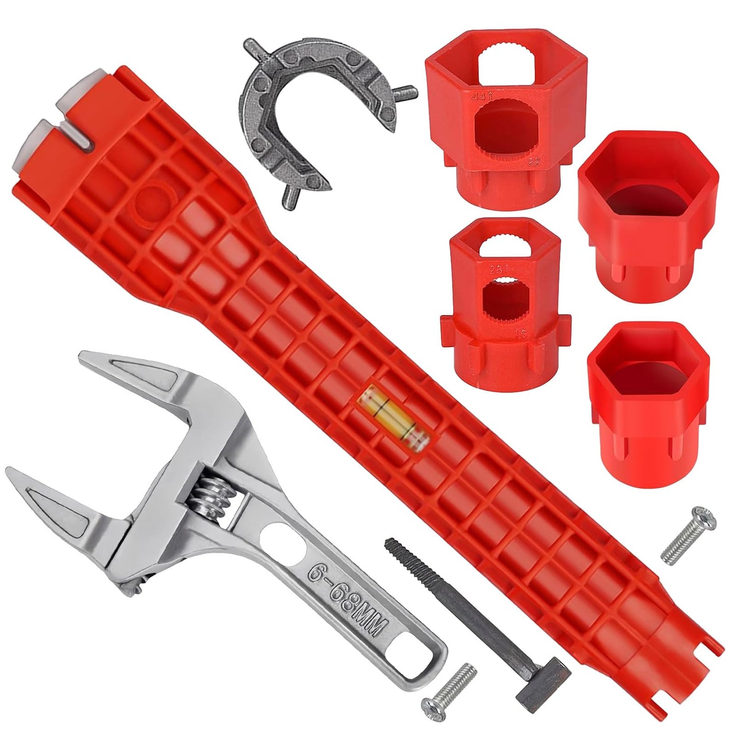 Minson's BestShop 14-in-1 Faucet & Sink Installer Wrench for Tight Spaces – Multi-Purpose Plumbing Tool Kit with Bonus Wide-Jaw Adjustable Wrench – Ideal for Kitchen, Bathroom, Toilet Repair