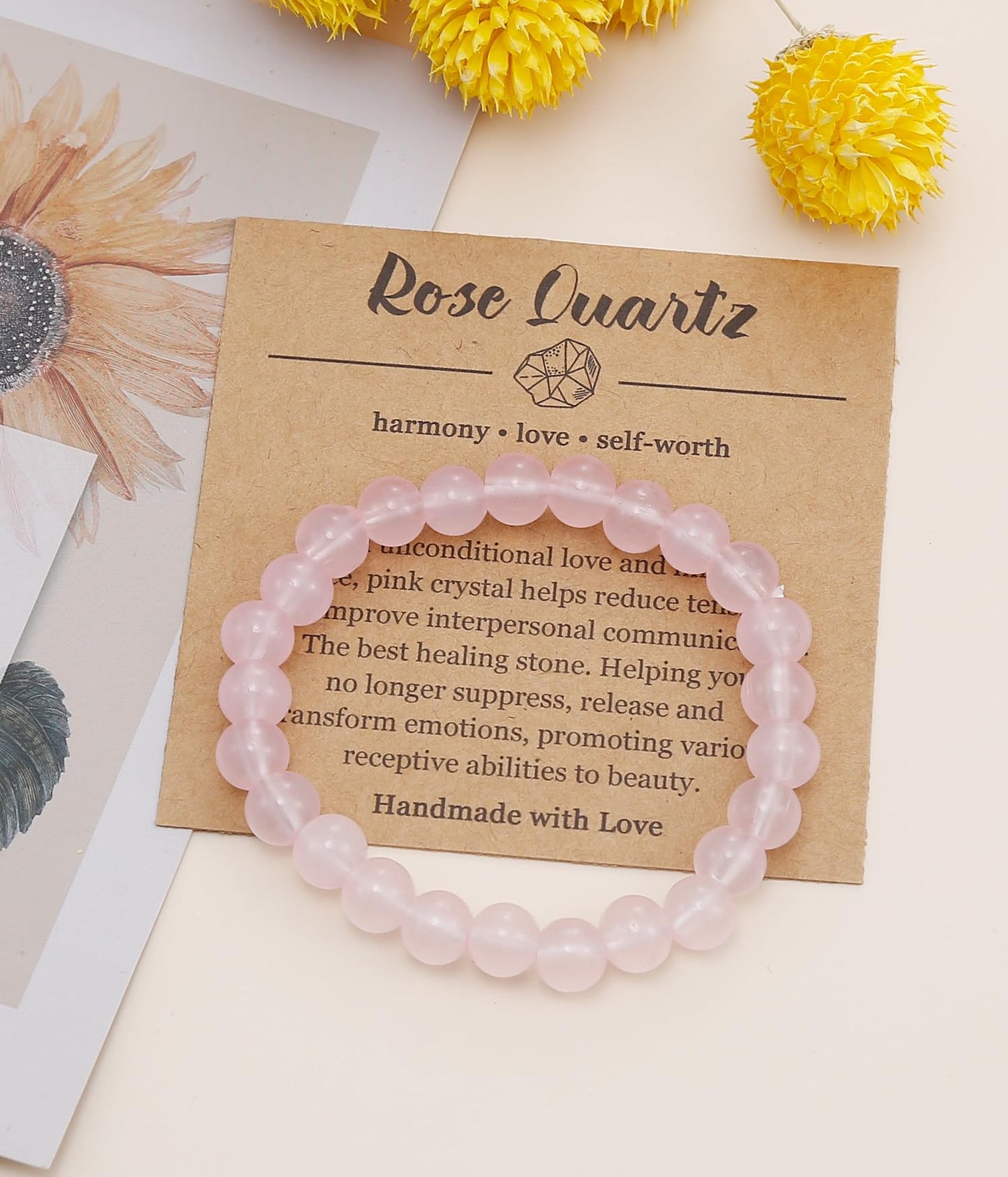 BOMAIL Natural Stone Bracelet for Women Men - 8MM Semi-Precious Gemstone Beaded Bracelet Healing Crystal Stretch Bracelet Yoga Bracelets Jewelry