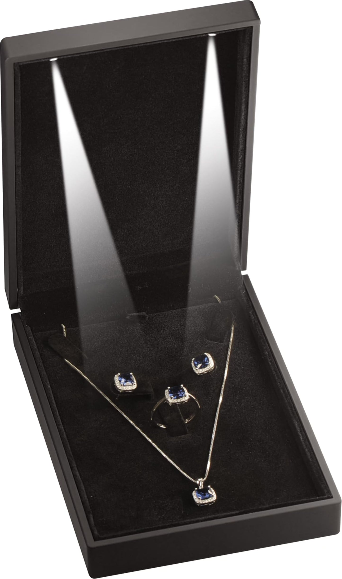 LAODA Led Black Necklace Earrings Ring Gift Box for Engagement, Wedding…Luxury LED Chain Pendant Earrings Ring Jewelry Gift Holder Box with Light for Men for Wom