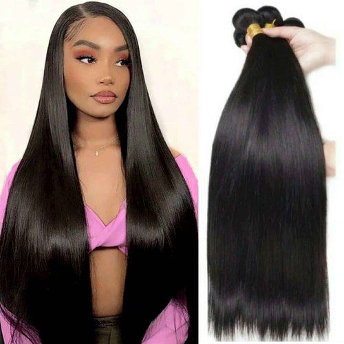 Straight 3 Bundles Human Hair 100% Unprocessed 12A Brazilian Hair 18 20 22 Inch Double Weft Natural Black