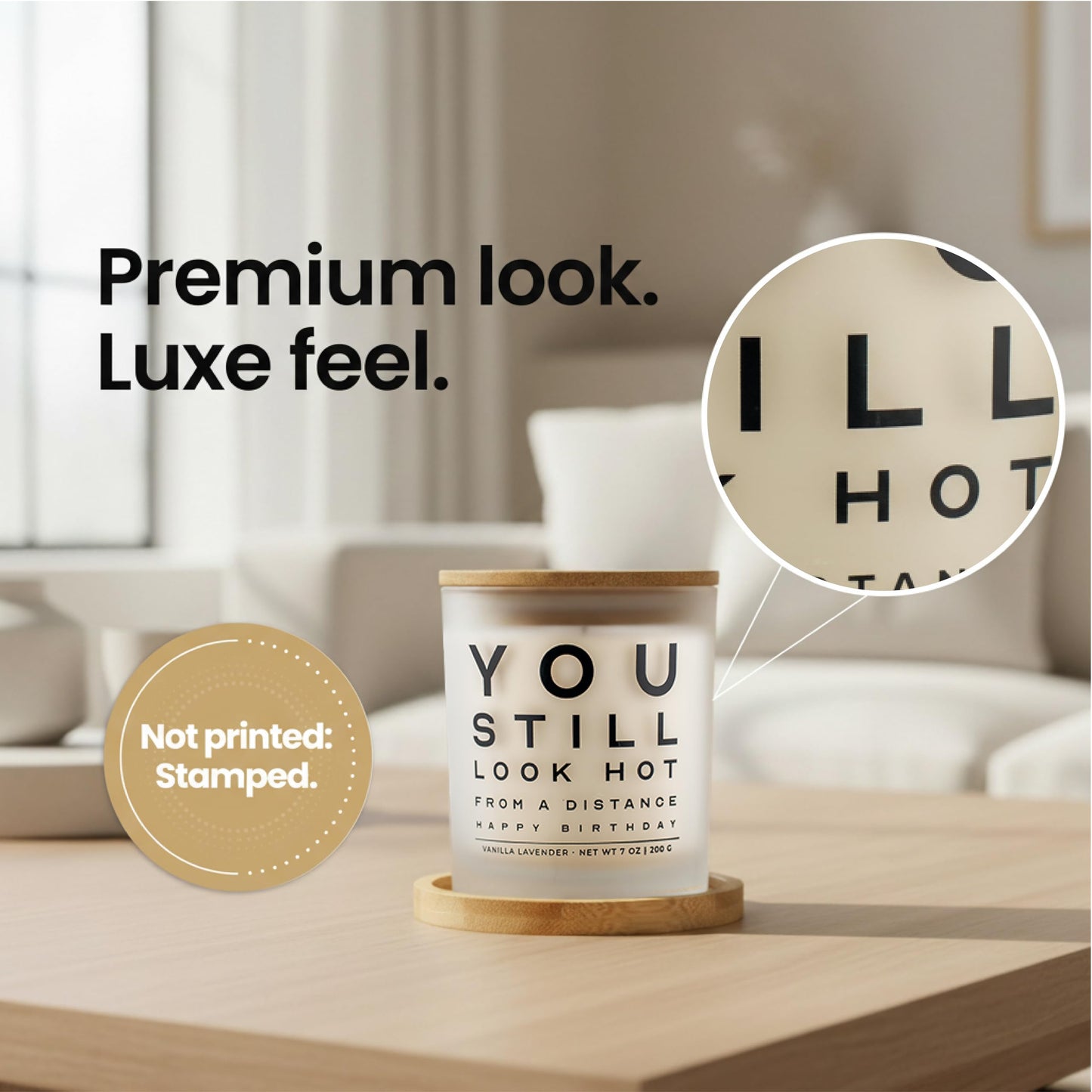 Funny Birthday Gifts for Women You Still Look Hot from a Distance Gift Set Playful Gifts for Friend Sister Coworket BFF Vanilla Lavender Soy, 50+ Hour Burn, Ready to Gift Box by Wick and Wit