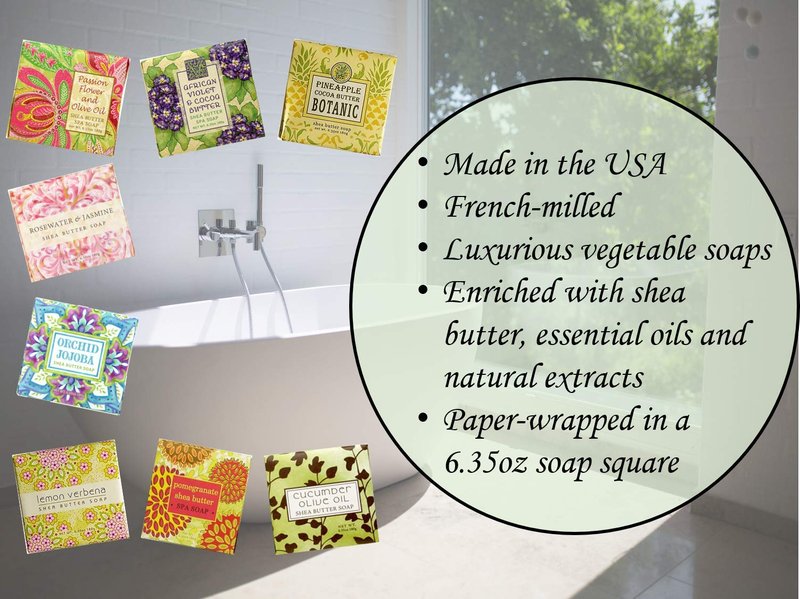 Greenwich Bay Cleansing Spa Soap, Shea Butter, and Cocoa Butter. Blended with Loofah and Apricot Seed, No Parabens, No Sulfates 6.35 Ounce (3 Pack) (African Violet and Cocoa Butter)