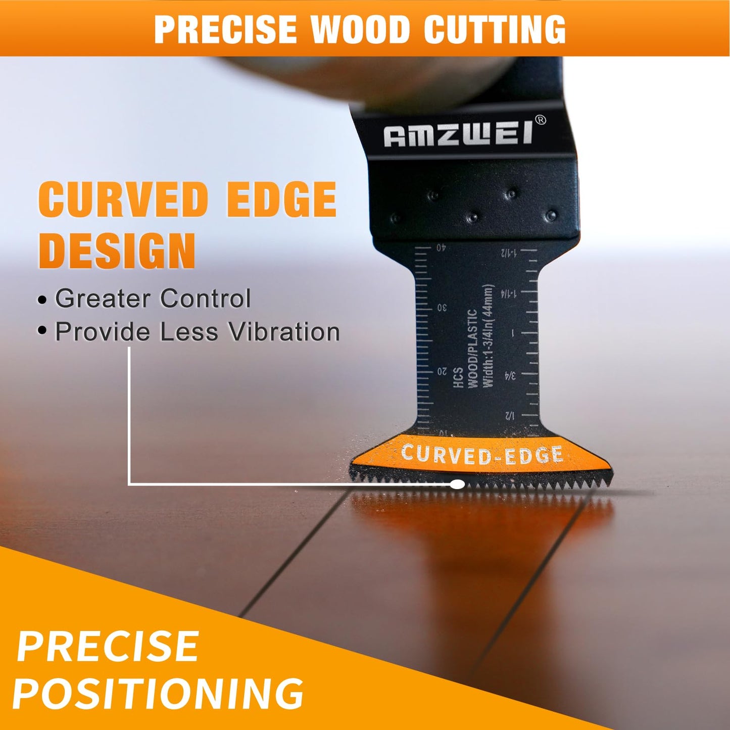 AMZWEI 50PCS Titanium Oscillating Tool Blades, Curved Edge Oscillating Saw Blades for Metal, Wood, Plastic, Quick Release Multi Tool Blades Compatible with Dewalt Milwaukee Ryobi Rockwell Fein