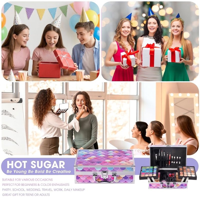 Hot Sugar Makeup Kit for Teen Girls 14-16, Beauty Box with Real Cosmetics for Women (Mermaid)