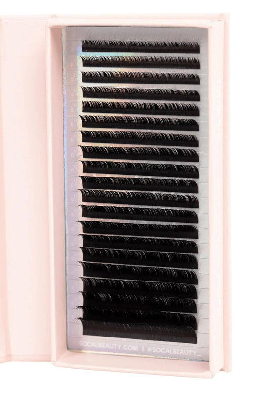 L+ Curl Mixed Lash Trays by SoCal Beauty – L+ Curl Eyelash Extensions Faux Mink Individual Lashes – 20 Rows per Tray, Color-Coded, Aluminum Backing & Window View – Professional Lash Extensions