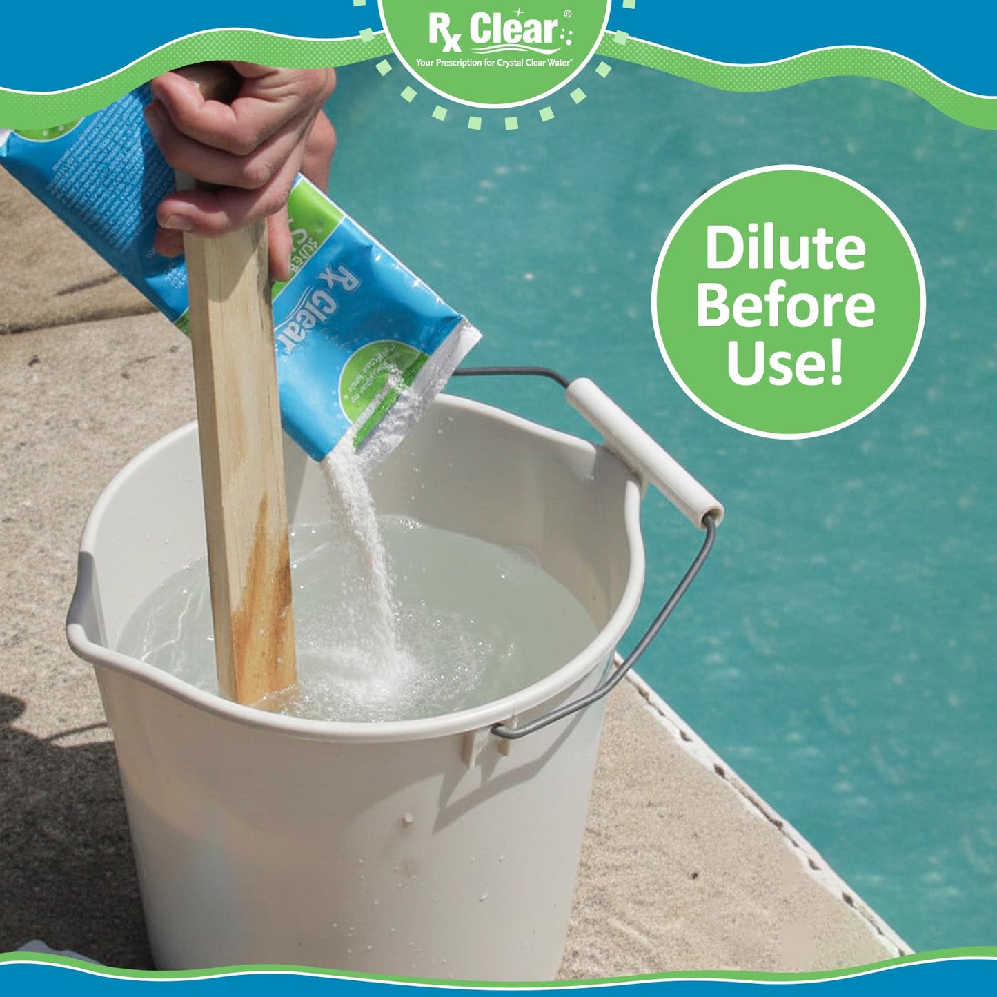 Rx Clear Mega Shock | 73% Calcium Hypochlorite | Kills Algae in Swimming Pools | Works As Pool Sanitizer Clarifier and Algicide | One Pound Bags | 24 Pack