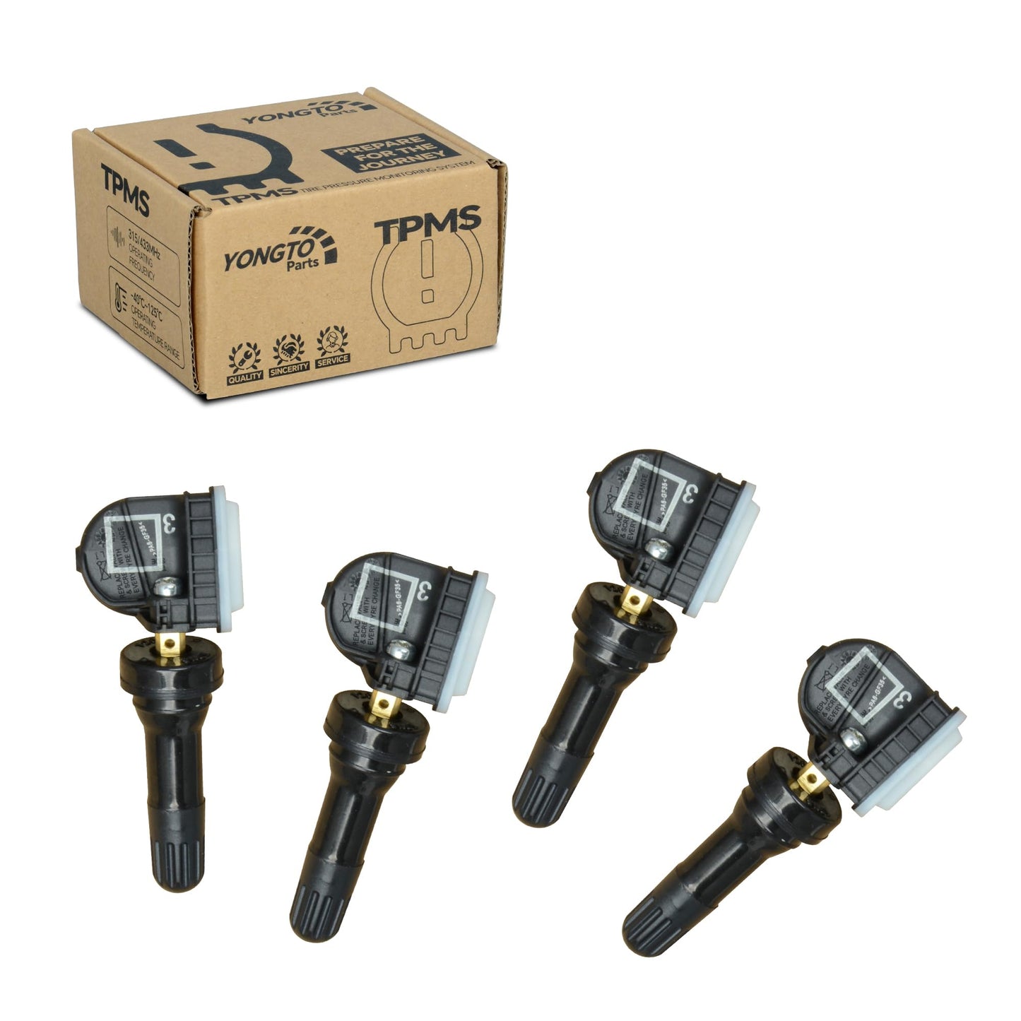 Yongtoparts TPMS Sensor Compatible with Buick Chevy GMC Pontiac, 315 Mhz Tire Pressure Sensors Replacement 4PCS Replaces OE 25920615 13598771 13598772 13586335 13581558