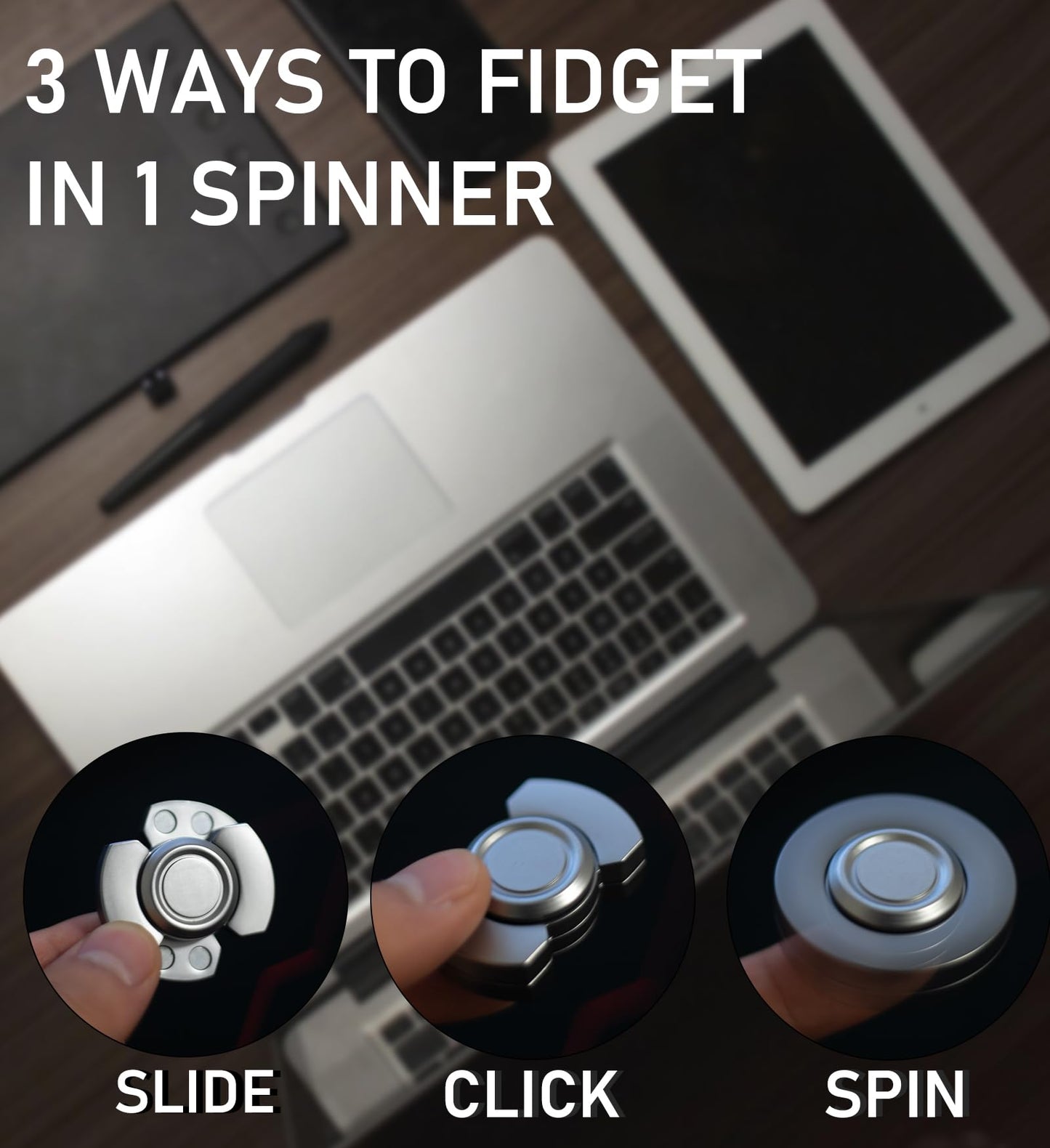Metal Fidget Toys Adults Set Magnetic Spinner Slider - Premium Stress Relief Desk Toy for Teens - Sensory Fidget Toys for Anxiety ADHD Autism - Cool Office Gadgets Gifts for Men Boys