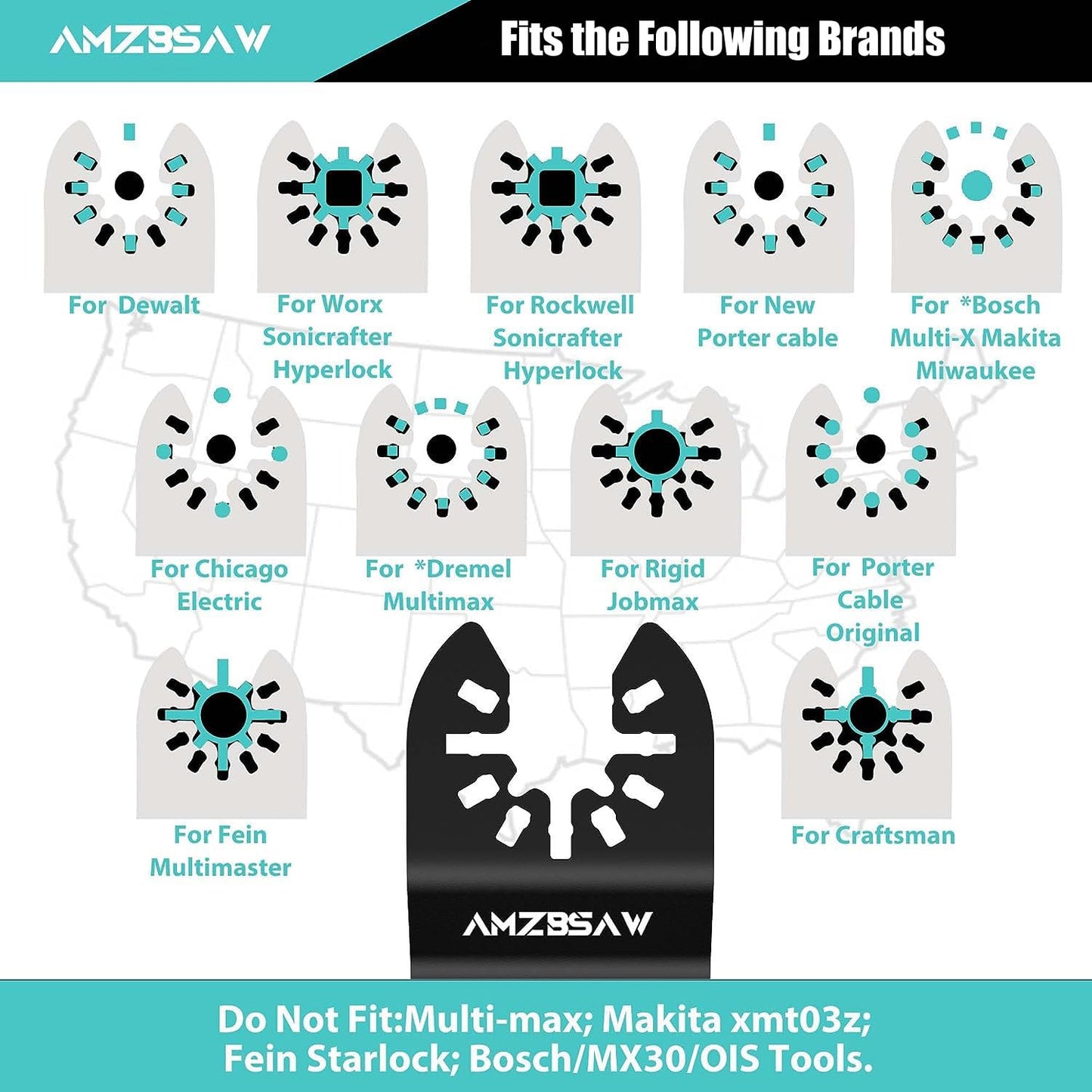 AMZBSAW 200 PCS Oscillating Tool Blades, Titanium and High Carbon Steel Saw Blades for Wood Metal and Plastic, Quick Release Multitool Blades Kits, Oscillating Tool Accessories Kit