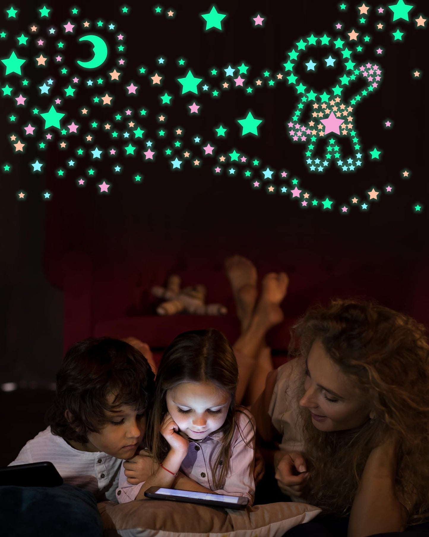 Greingways 201 Pcs Glow in The Dark Stars Stickers for Ceiling Bedroom, Stocking Stuffers for Kids Ages 3-5, 4-8, 8-12, Boys Girls Room Decor Wall Stickers Stocking Stuffers for Toddler-Multi
