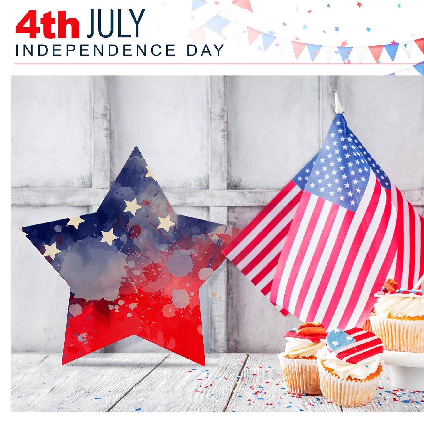 Anglechic 18 Pcs 12 Inch Wooden Star 4th of July Ornaments to Paint Wooden Stars for Crafts Unfinished DIY Blank Wood Slice for Patriotic American Flag Table Decoration