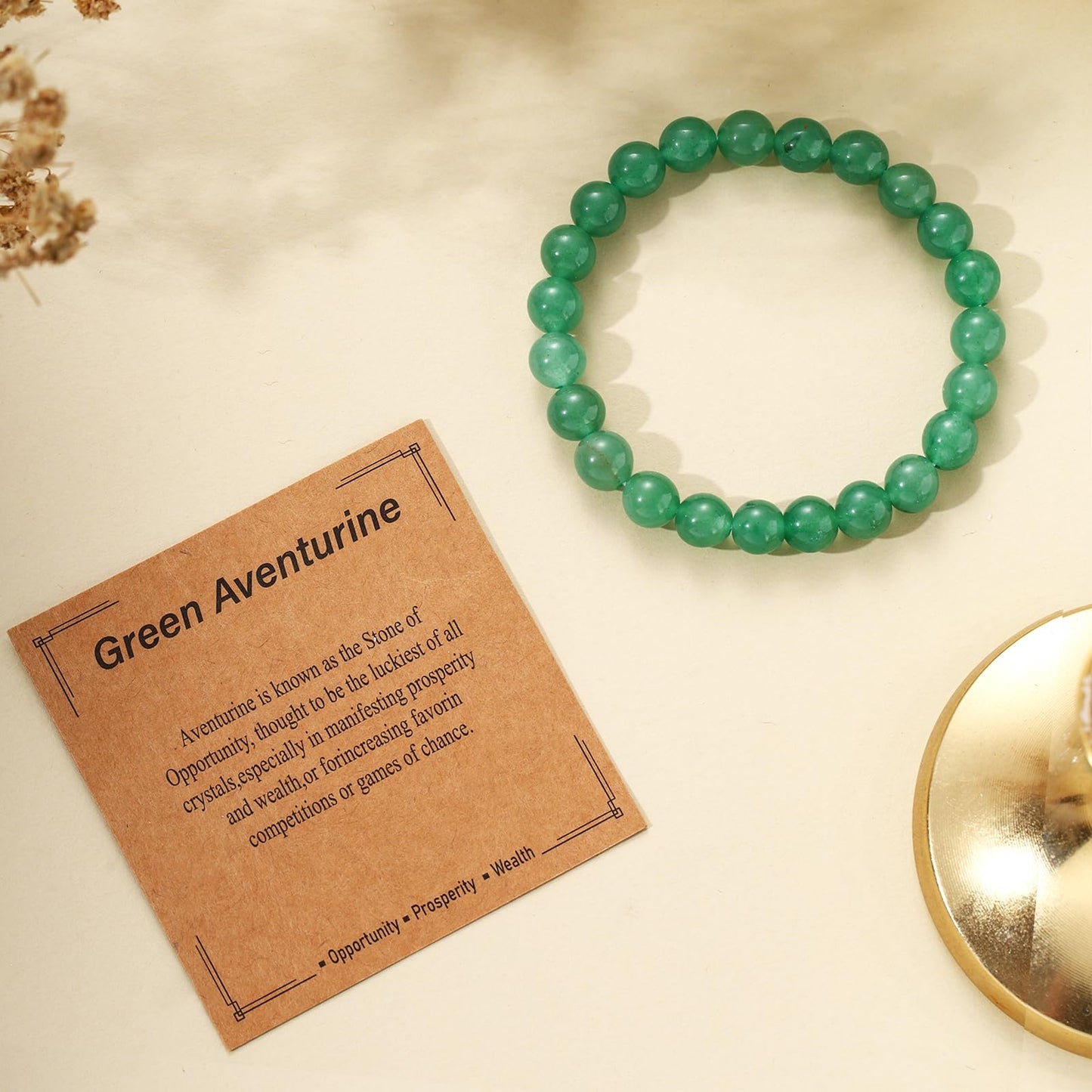 Kenailw Green Aventurine Crystal Bracelet for Women, Healing Crystal Bracelets for Spiritual Stress Relief, Natural Stone Stretch Beaded Jade Bracelet Jewelry Birthday Gifts