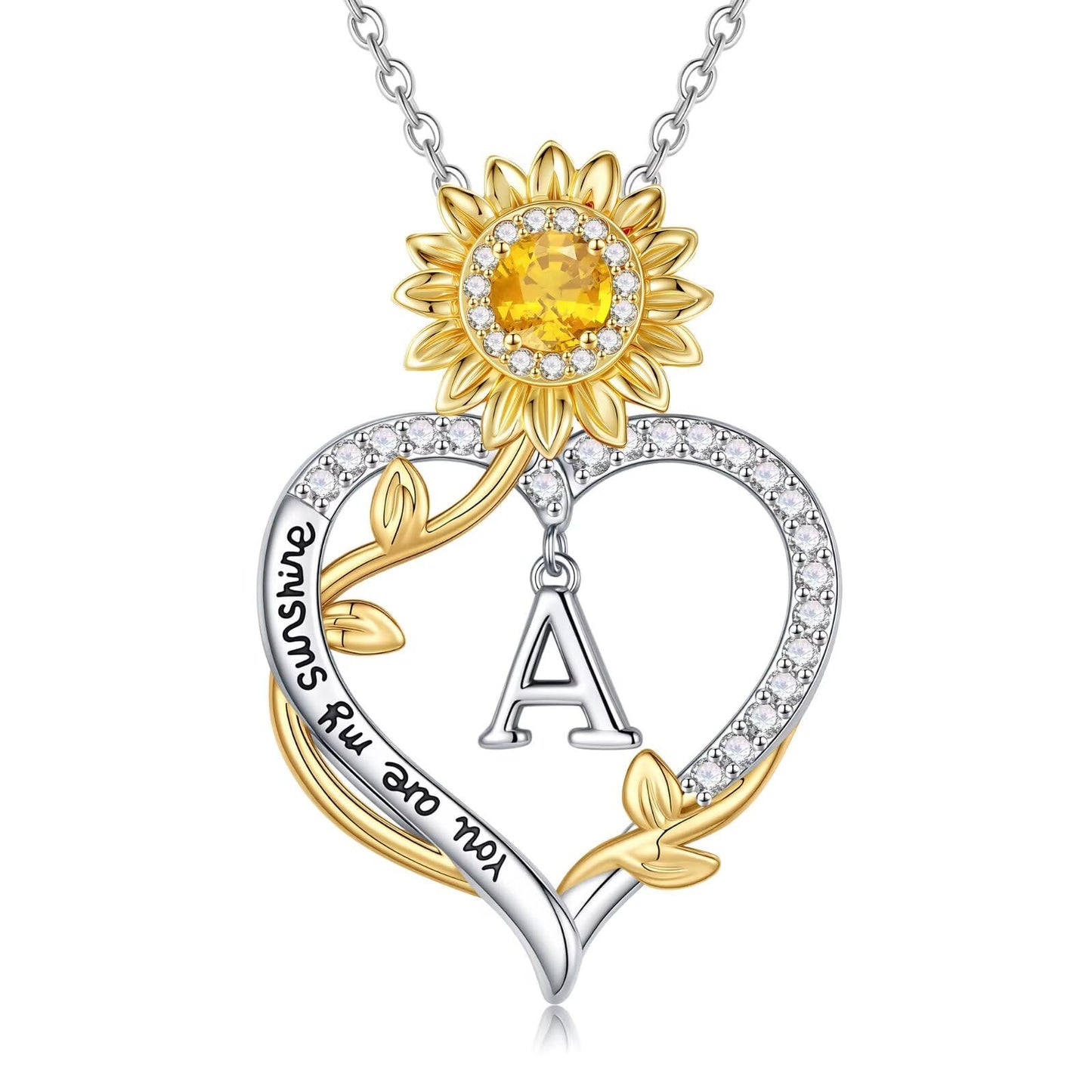 MONOOC Graduation Gifts for Women Her - Sunflower Gifts for Women Wife Mom Friends Sunflower Heart Initial Necklace Letter A Necklaces for Woman Jewelry Anniversary Birthday Graduation Gift for Woman