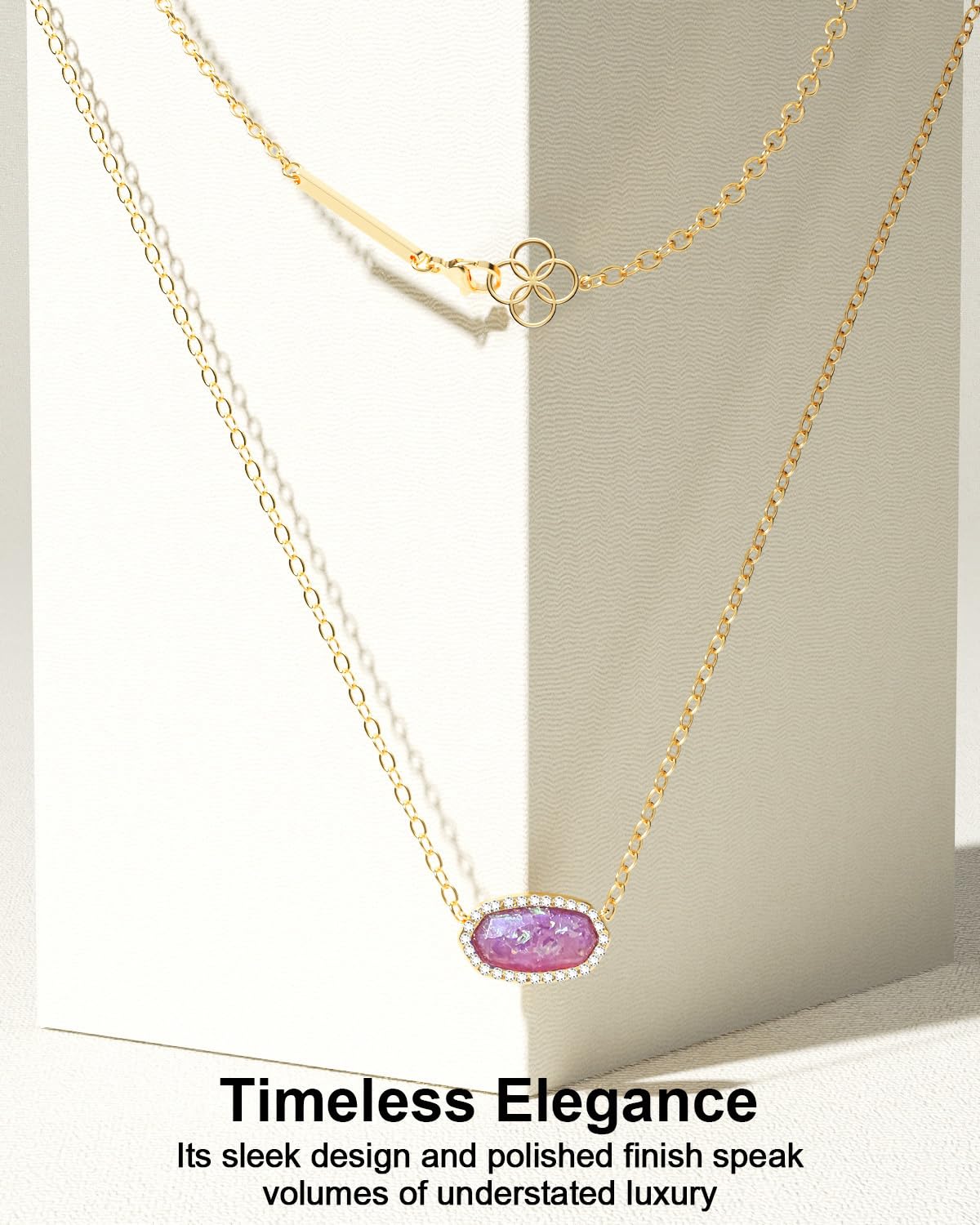 AICase 18K Gold Plated Pendant Necklace for Women,Diamond Rhinestone Dainty Fashion Jewelry,Anniversary Wedding Birthday Gifts for Women/MoM/Sister/Friends/Her/Wife/Grandma/Coworker_Glitter Pink