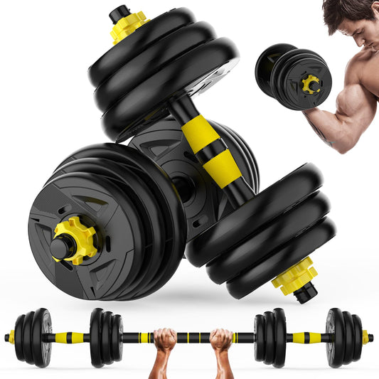 Adjustable Dumbbell Set, 66 lb Free Weight Dumbbell Barbell Set with Connectors, Converts to Barbell, for Home Gym Exercise, Women's and Men's Fitness Gear
