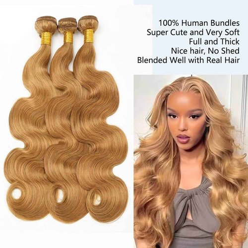 Habiliana Bundles Human Hair 26 28 30 Inch Body Wave Brown 27 Human Hair Bundles 11A Unprocessed Brazilian Virgin Quick Weave Hair Extensions for Black Women