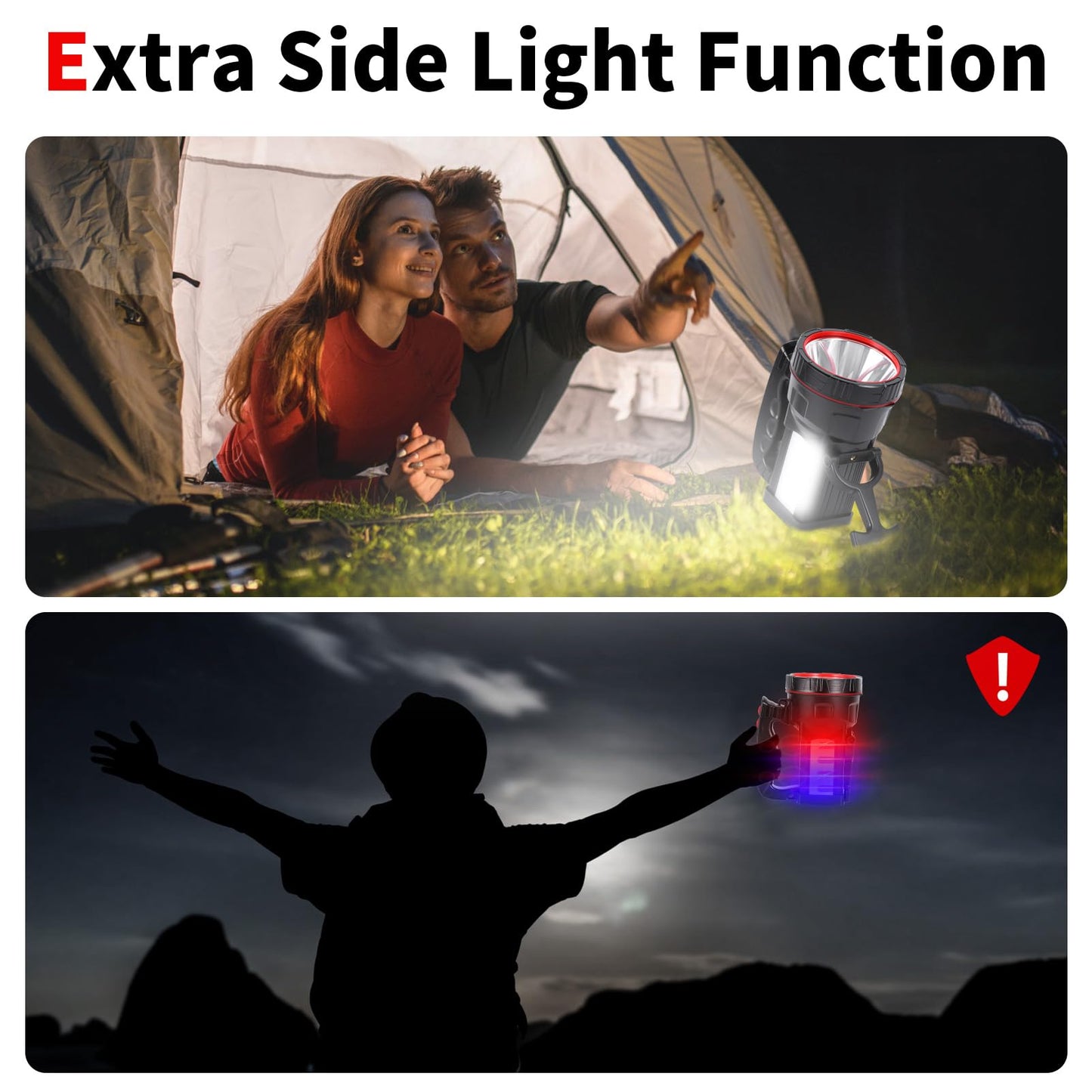 Vanvale Superbright LED Handheld Searchlight Tactical Waterproof Spotlight High Power Rechargeable Flashlights with Side Light USB Power Charger (White Light)