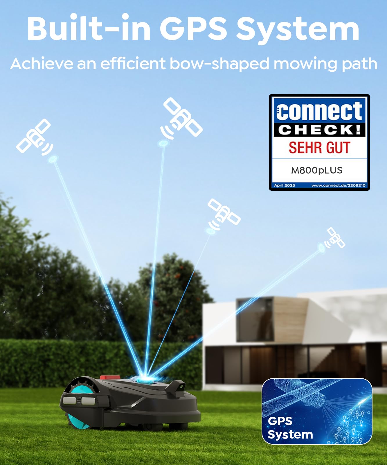 YARDCARE M800Plus NO Wire Vision Robot Lawn Mower with GPS Navigation, Path Planning, APP Control, Spiral Cutting, Automatic Lawnmower with Obstacle Avoidance, Height Adjustment for 1/5 Acres Lawn
