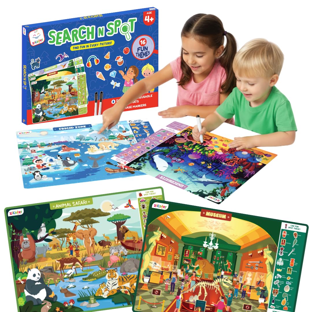 Zicster Preschool Learning Activity - Search N Spot Educational Game, Perfect for Kids, Toddlers Who Love Toys, Art and Craft Activities, Gifts for Girls and Boys Ages 4+